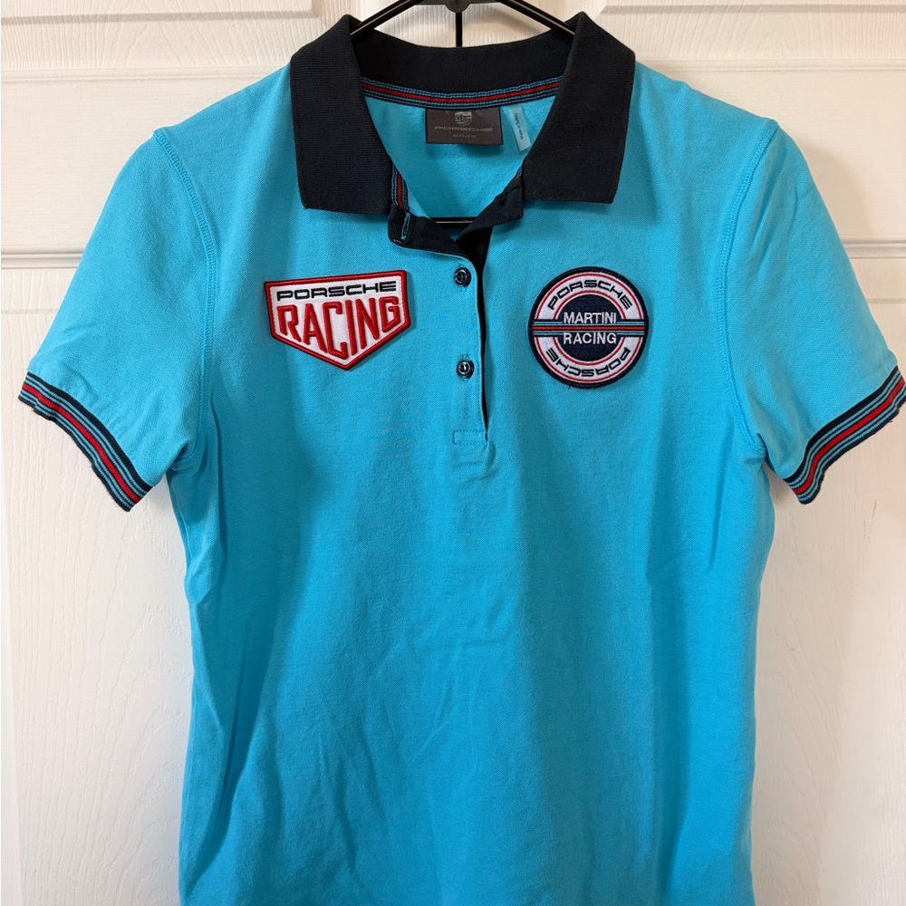 Women’s Polo shirt - Porsche Martini Racing Blue Polo with Black Collar